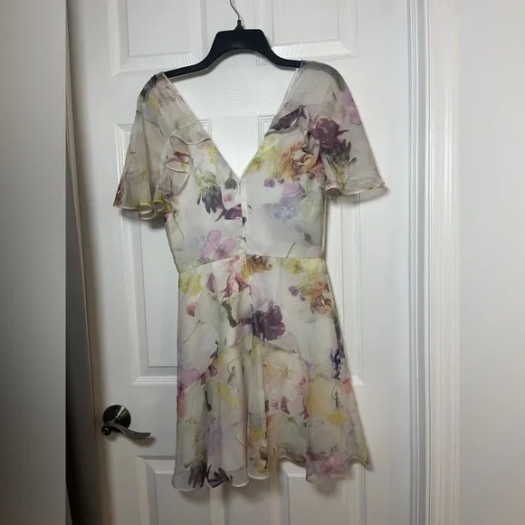 NWT Ted Baker Women's Ivory Angel Sleeve Fit-Flare Mini Dress US size 4 - Picture 8 of 15